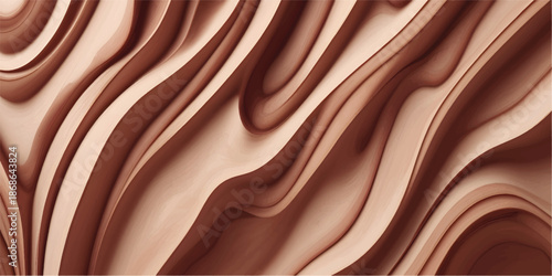 Dark brown wood grain texture background with smooth cream and gold flowing design for luxury wallpaper, interior styling, furniture finishes and premium decorative surfaces