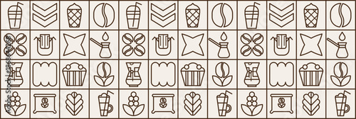 Cafe food pattern  with abstract coffee bakery mosaic.