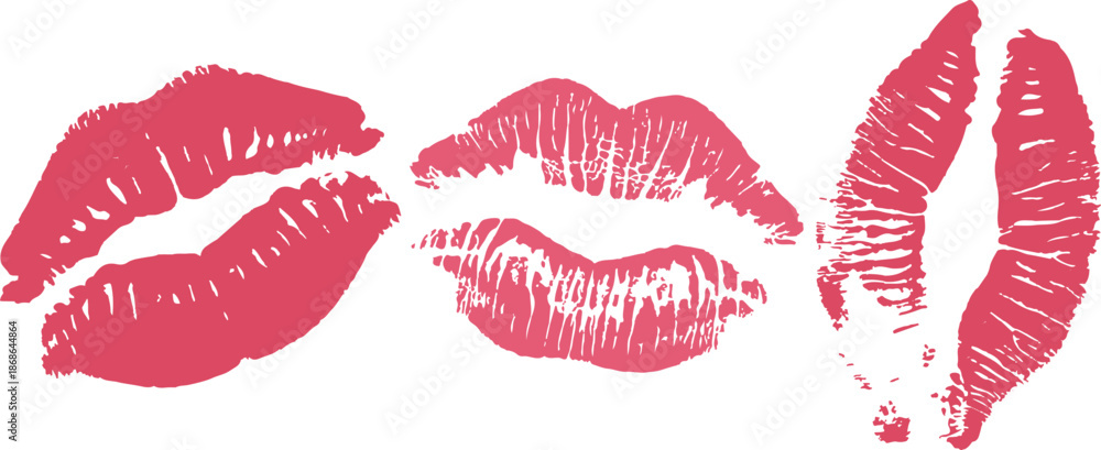 Fototapeta premium Realistic red kiss marks