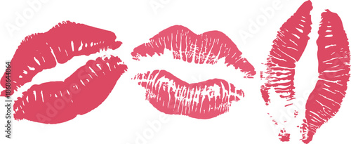 Realistic red kiss marks