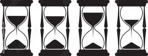 Sand watch icon set. Hourglass symbol. Flat vector illustration