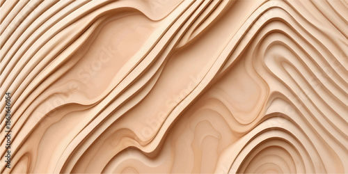 Luxury wood texture background featuring smooth waves of liquid chocolate and cream with gold silk satin fabric for a decorative golden brown textile pattern