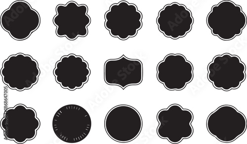 Set of vintage label and badges shape collections. Vector illustration. Black template for patch, insignias, overlay