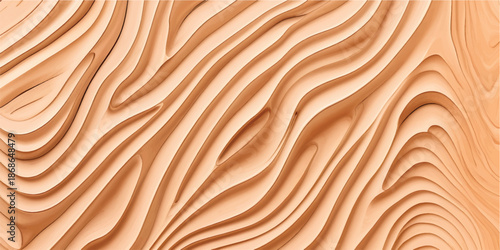 Natural brown wood grain texture background with a dry desert wave pattern and organic oak tree material surface for a rustic beach dune design