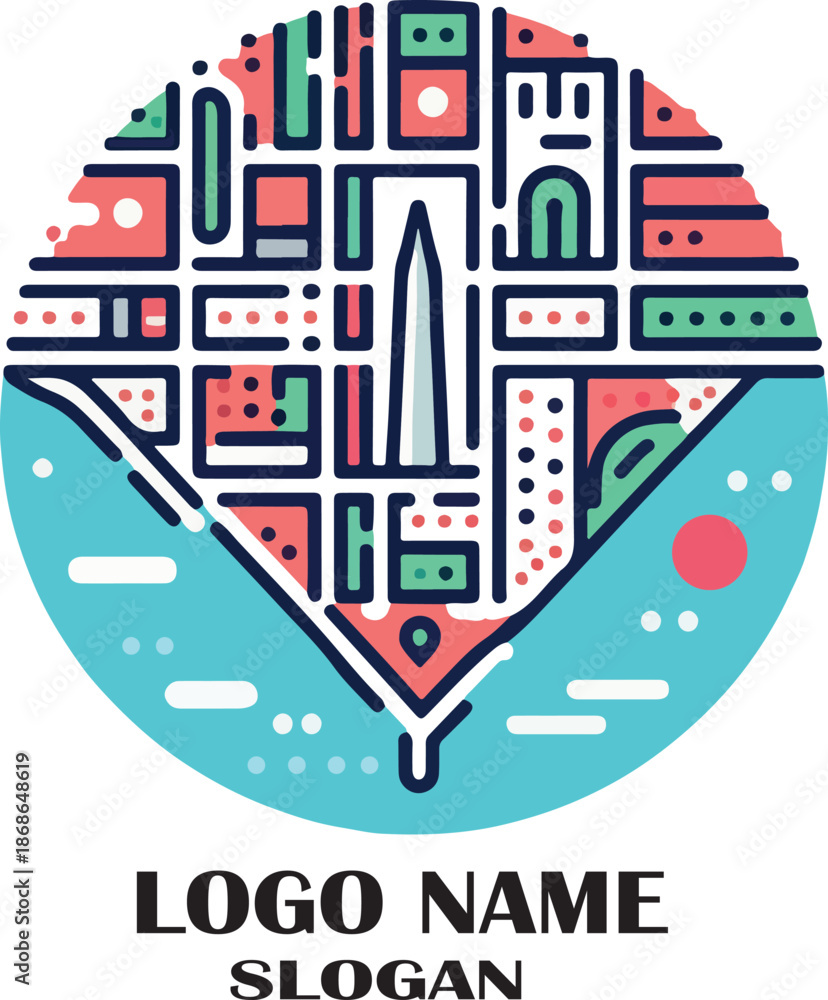 Obraz premium Mapa buenos aires logo icon vector white background .
