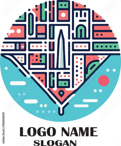 Mapa buenos aires logo icon vector white background .