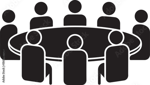 Team business meeting with teamwork and collaboration flat vector icon for apps and websites