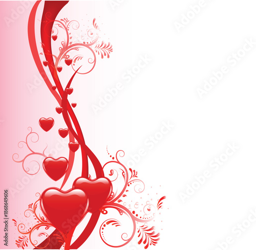 PriRomantic Red Heart Floral Background Vector Illustration for Love and Valentine Designnt