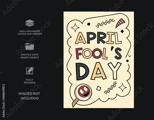 April fool's day creative lettering with fun doodle elements