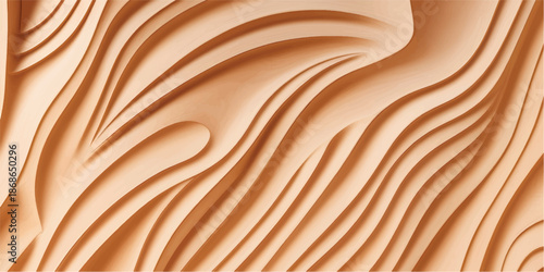 Brown wooden texture with natural grain and smooth wavy pattern