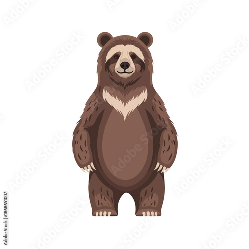A funny brown bear cartoon vector illustration of a wild mammal toy isolated for a child's art