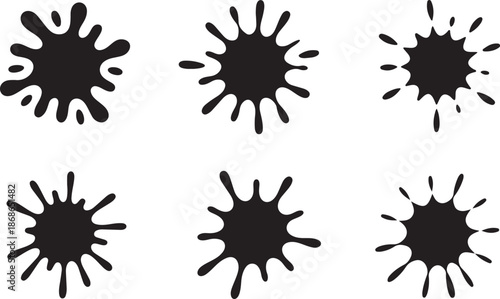 Vector set of ink splashes, blots. Splatter collection
