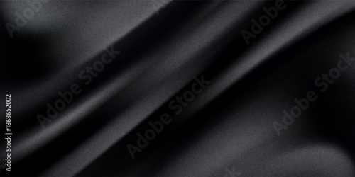 Black dark gray blue abstract elegant background. Drapery. Curtain. Fabric material. Soft folds. Wave stripe line. Gradient. Empty space. black background