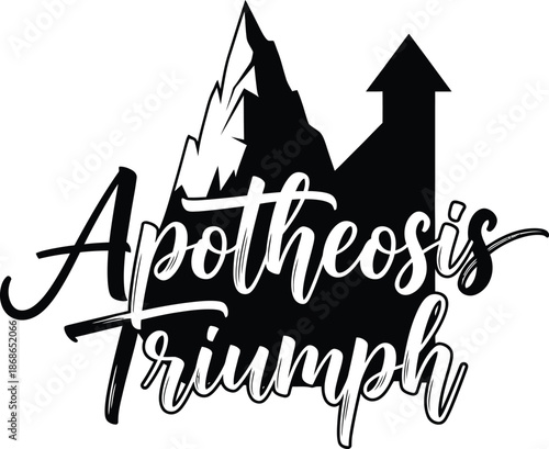 Tableau sur toile Apotheosis Triumph Castle Mountains Crown Vector Black Hand Drawn Typography Log