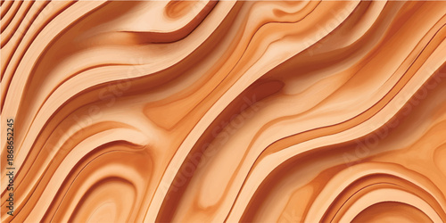 Abstract carved wooden texture with flowing wave pattern and smooth natural wood grain background for luxury interior wall panel design