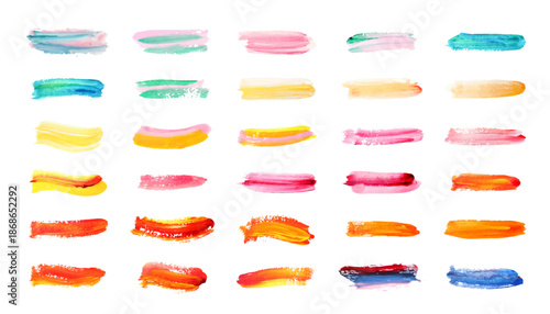 Hand drawn colorful chalk underline and swirl lines. Crayon brush strokes wavy and spiral scrawls. Vector illustration on white background.