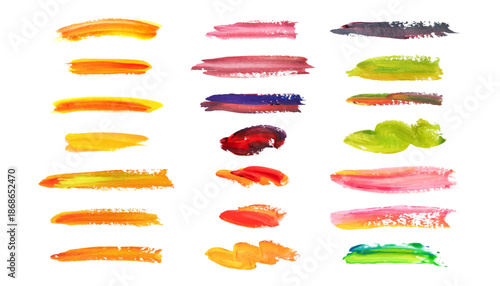 Set of colorful crayon brush strokes. Hand drawn rainbow color underline, highlight collection. Childish chalk pen texture. Rough vector accent and emphasis design element.