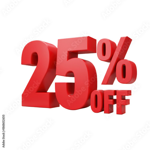 Bold red 25 percent off sale notification