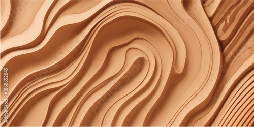 Abstract carved wood texture background with flowing wave patterns and smooth natural wooden surface for luxury interior wall panel and modern furniture design