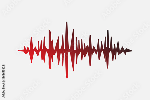 This graphic depicts a jagged sound wave or frequency spectrum. It consists of vertical peaks and valleys of varying heights, representing the digital visualization of audio.