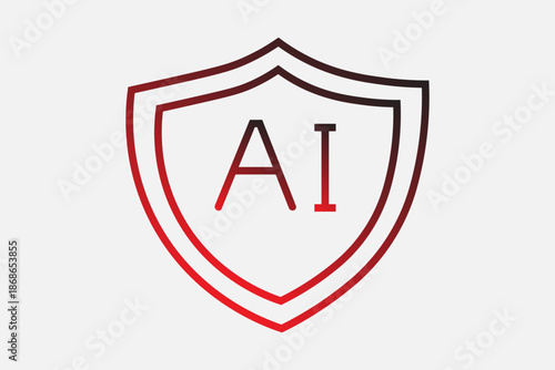 This icon focuses on AI security and protection. It features a double-bordered shield with the letters 