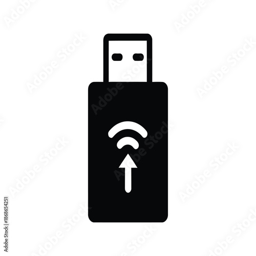 Portable Memory Essential USB Drive black Icon white background