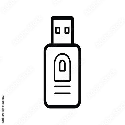 Portable Memory Essential USB Drive black Icon white background