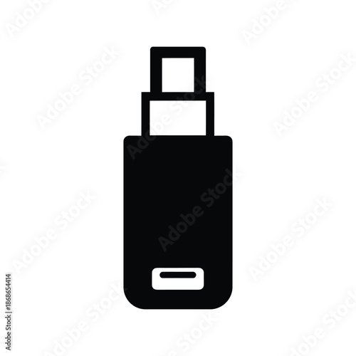 Portable Memory Essential USB Drive black Icon white background