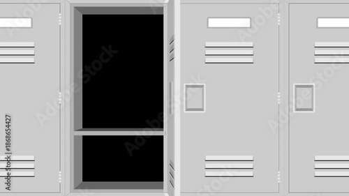 animated metal locker open and close, animation footage video on alpha channel(transparent) background.