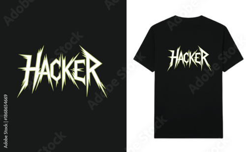 HACKER Thrash Metal T shirt Typography Design