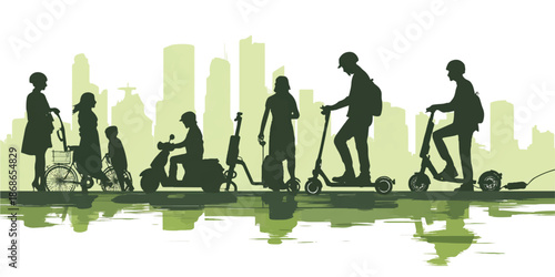 Delivery man riding bike with parcels in snowy city