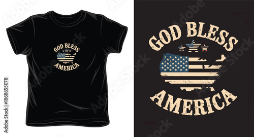 Patriotic american map with distressed usa flag and text god bless america