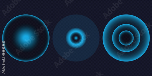 Sound wave. Signal concentric circle. Round light effect. Wifi range. Radio station signal. Water ripple with circle waves. A place or a painful point. Radar screen. Vector effect.