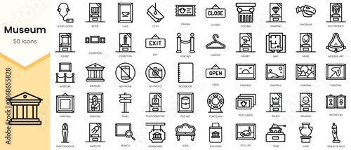 Set of museum Icons. Simple Outline style icons pack. Vector illustration