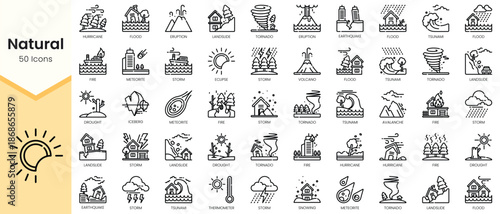 Set of natural Icons. Simple Outline style icons pack. Vector illustration
