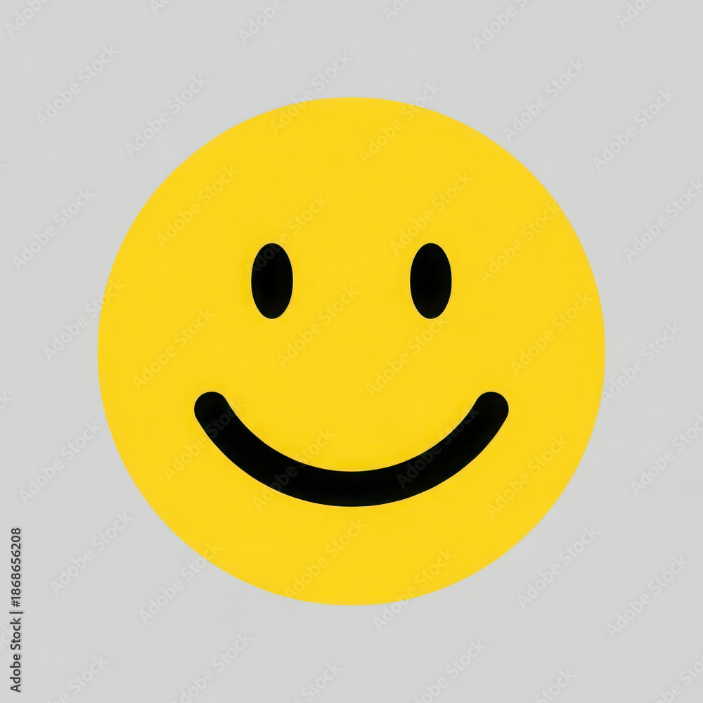 Fototapeta premium Smiling yellow smiley face with black eyes and mouth