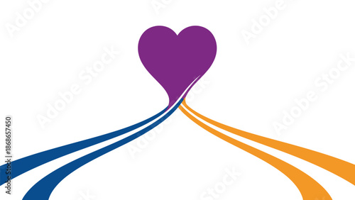Purple Heart Symbol with Flowing Ribbons, Generative AI.