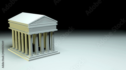 Konstfotografi 3D model of a classical Greek-Roman style temple against a neutral background
