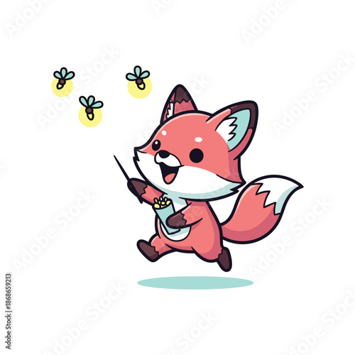 Cute Fox Holding Phone with Bees