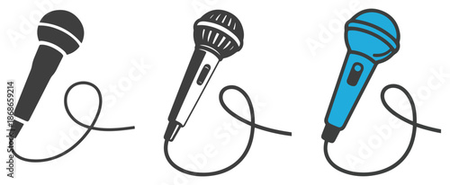 vintage microphone icon set