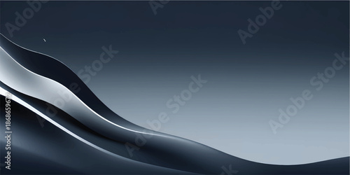 Abstract dark blue wave background with smooth layered curves for technology, corporate business presentation and modern website design