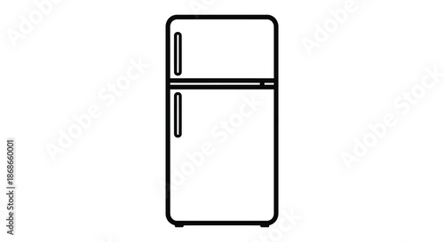 a simple black and white outline drawing of a modern refrigerator a common kitchen appliance silhouette