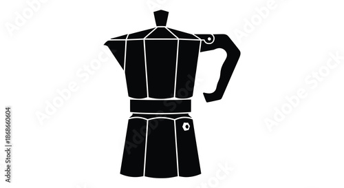 A striking black silhouette of a classic italian stovetop espresso maker a beautiful silhouette