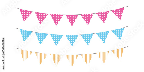 Decorative Birthday Banner Set with Heart Star and Stripe Patterns