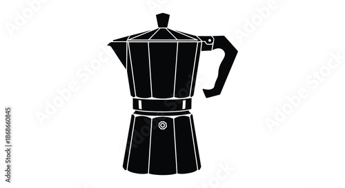 A striking black silhouette of a classic italian stovetop espresso maker a coffee brewing icon silhouette