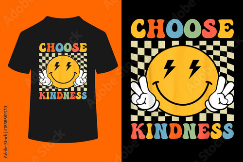 Choose Kindness Retro Groovy Be Kind Inspirational Kids T-Shirt
