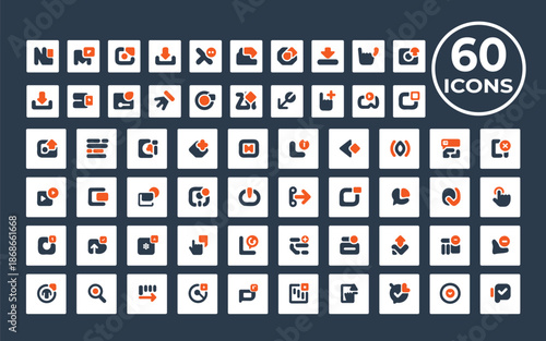 Collection of modern interface icons for digital design