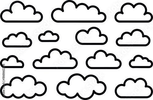 Comic Smoke & Puff Outline Icon Set Fart Clouds, Whoosh, and Air Motion