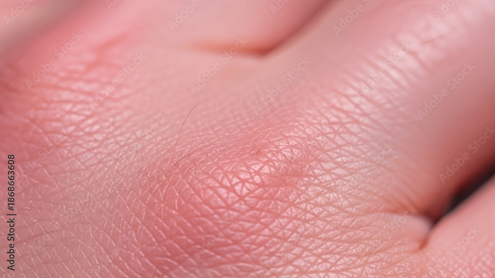 Fototapeta premium Close-up of a mosquito bite on human skin.
