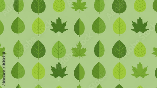 Vibrant green leaves pattern on light green background